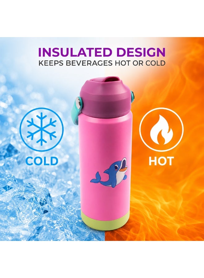 Cocobee-Insulated Stainless Steel Water Bottle, Leakproof, Soft Handle Grip, Odour Free, 500Ml, 3 Years+ - Pink - Image 5