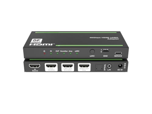 Wilxisum 4K120Hz HDMI 21eARC Audio ExtractorSplitter Out Audio to SoundbarAmplifiers Through HDMI Optical RCA Port Support 8K60 HDR10 Dolby Vision Dolby Atmos DTSX Audio Pass Through - Image 1