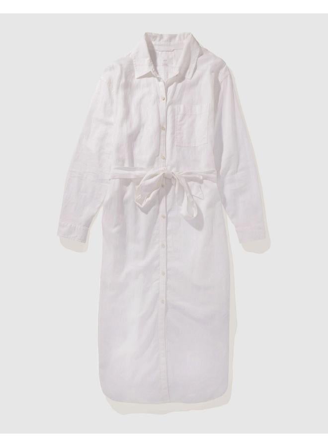 American Eagle Belted Linen Dress - Image 3