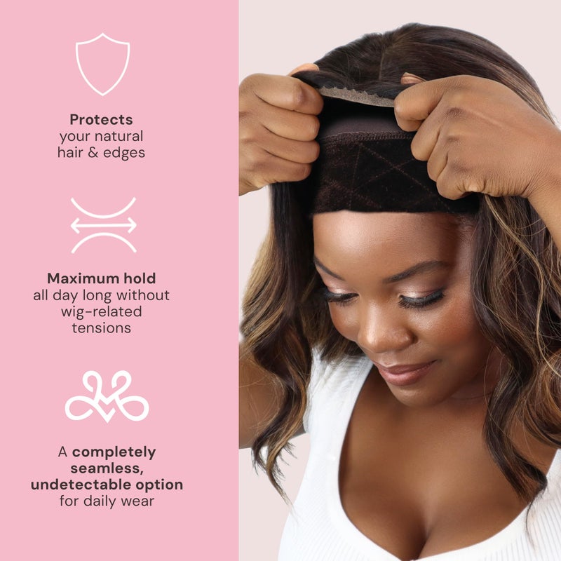 MILANO COLLECTION Wig Grip Caps for Women, Adjustable No Slip Wig Cap with Grip Band, Built-In Secure Elastic HeadBand for Lace Front Styles, Chocolate Brown & Nude, 2 Pack - Image 5