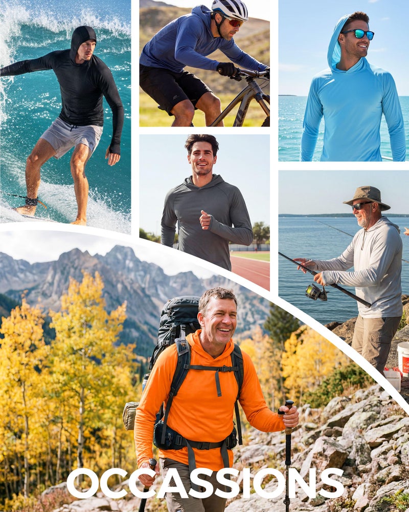 Boladeci Mens Rash Guard Long Sleeve Sun Protection Shirts with Hood UPF Hoodie Lightweight Quick Dry Fit Summer SPF Fishing Gear White XL - Image 5