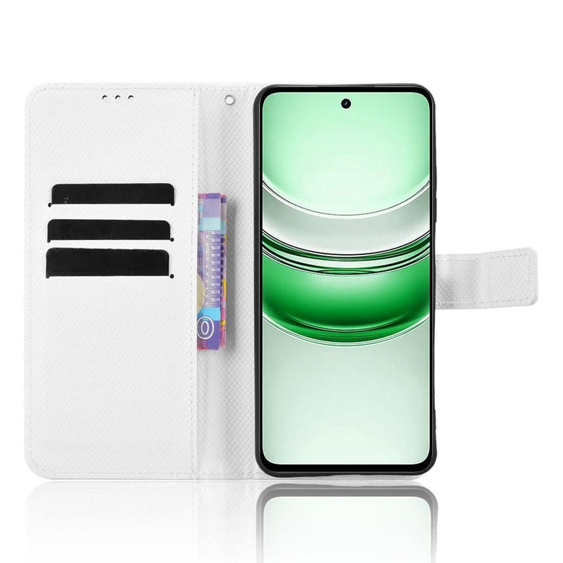 BURAQ Case Cover For Realme C71 4G Diamond Texture Leather Phone Case(White) - Image 4
