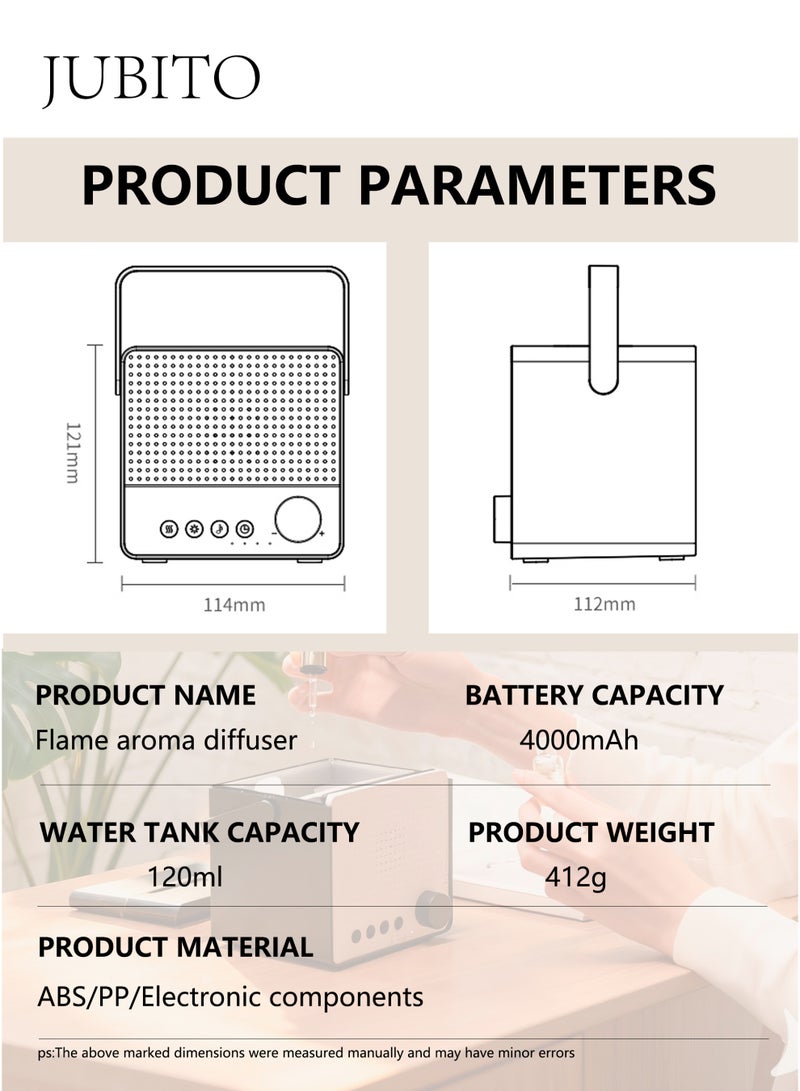 JUBITO Diffuser, oil diffuser, multi-function humidifier, simulation flame aromatherapy machine, smart home white noise with bluetooth speaker diffuser, mute spray - Image 2