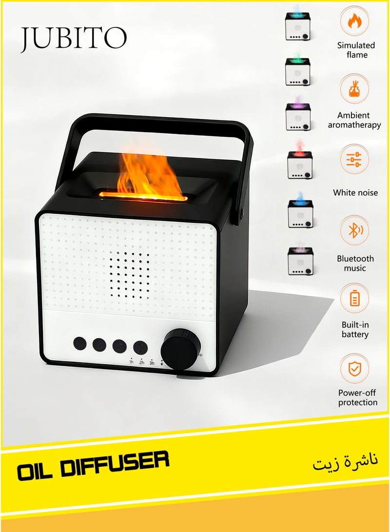 JUBITO Diffuser, oil diffuser, multi-function humidifier, simulation flame aromatherapy machine, smart home white noise with bluetooth speaker diffuser, mute spray - Image 1