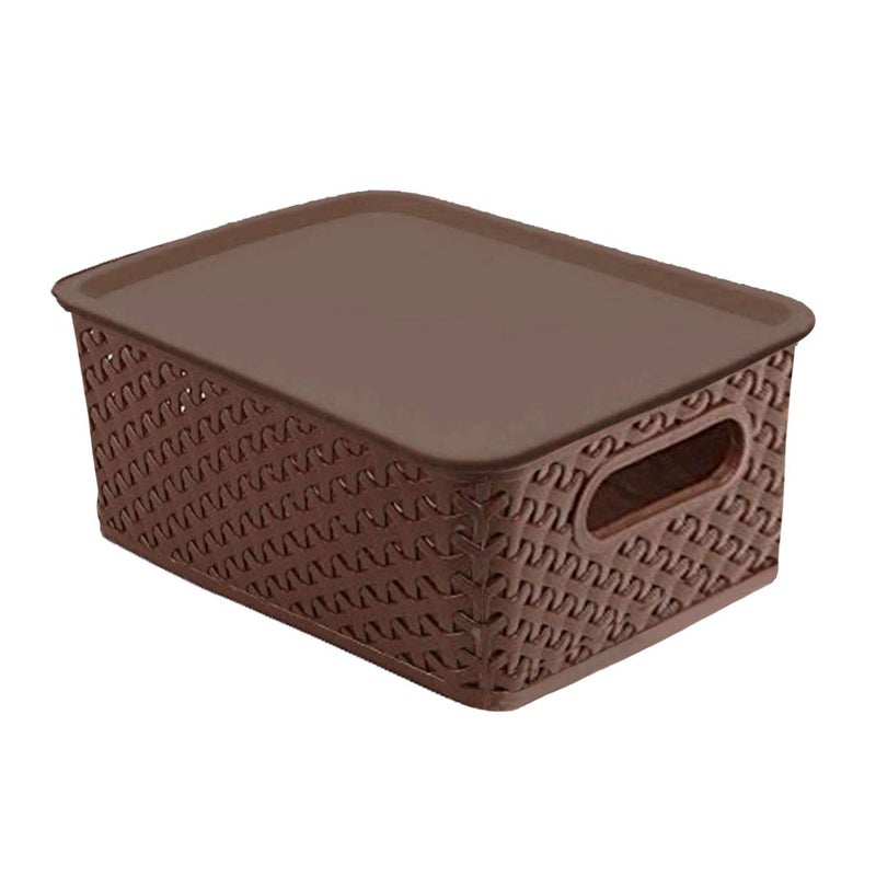 Kuber Industries Plastic 2 Pieces Small Size Multipurpose Solitaire Rectangular Storage Basket With Lid (Multi) - Image 2