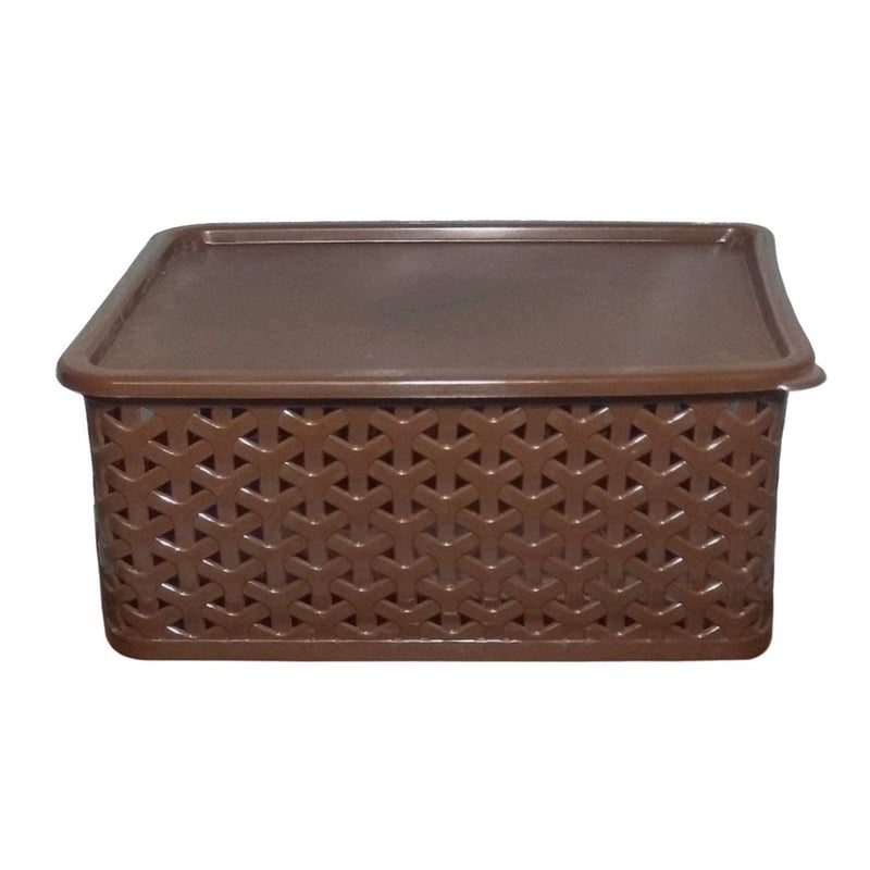 Kuber Industries Plastic 2 Pieces Small Size Multipurpose Solitaire Rectangular Storage Basket With Lid (Multi) - Image 3