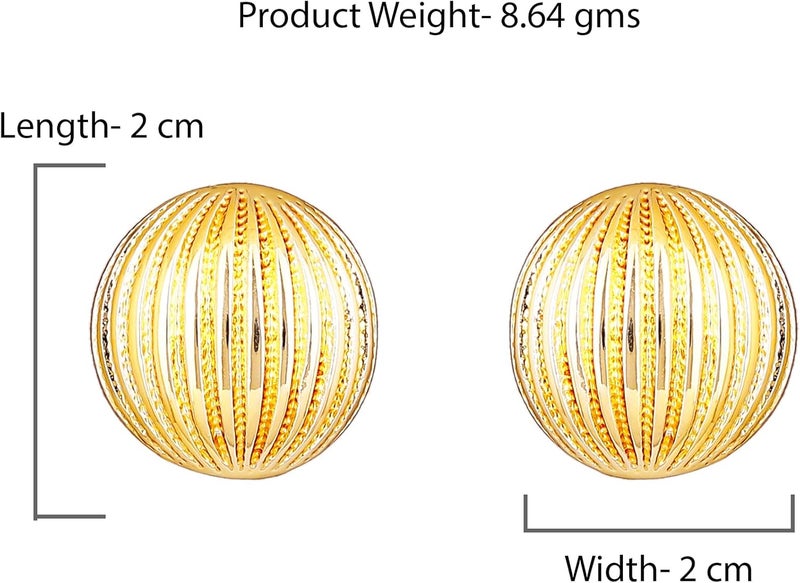 Estele Gehena Golden Non Precious Base Metal Stud Earrings for Women (5010002-IG) - Image 4