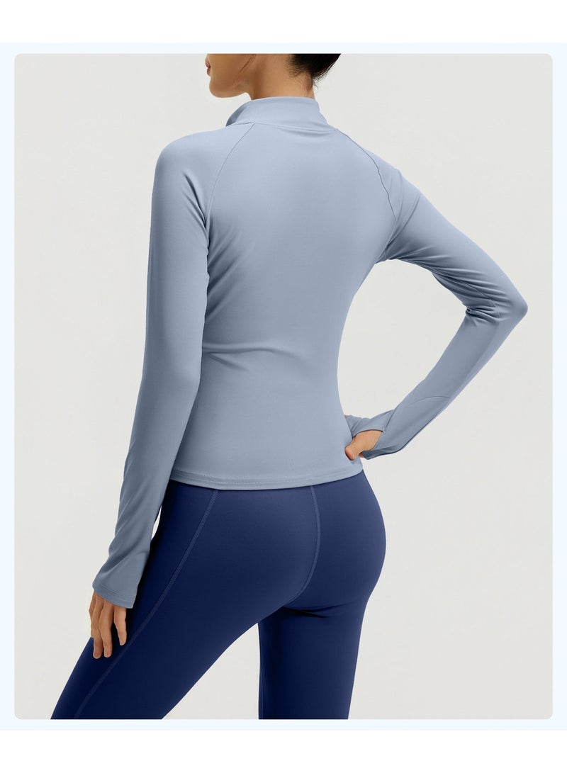 Women's 3-Piece Yoga Workout Set: Full-Zip Stand Collar Sport Jacket with Thumb Holes, Built-in Bra Tops, High-Waist Tummy Control Leggings & Headband Athletic Activewear Suit - Image 3