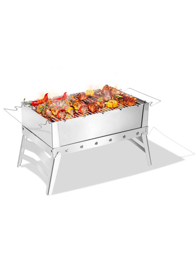 السنيدي شواية رحلات، موقد شواء متنقل، فضي، مقاس 60*30*25 سم - Image 2