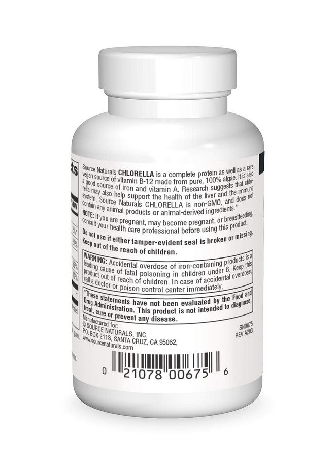 Source Naturals Chlorella 500 mg Green Superfood, Plant-Based B12-100 Tablets - Image 2