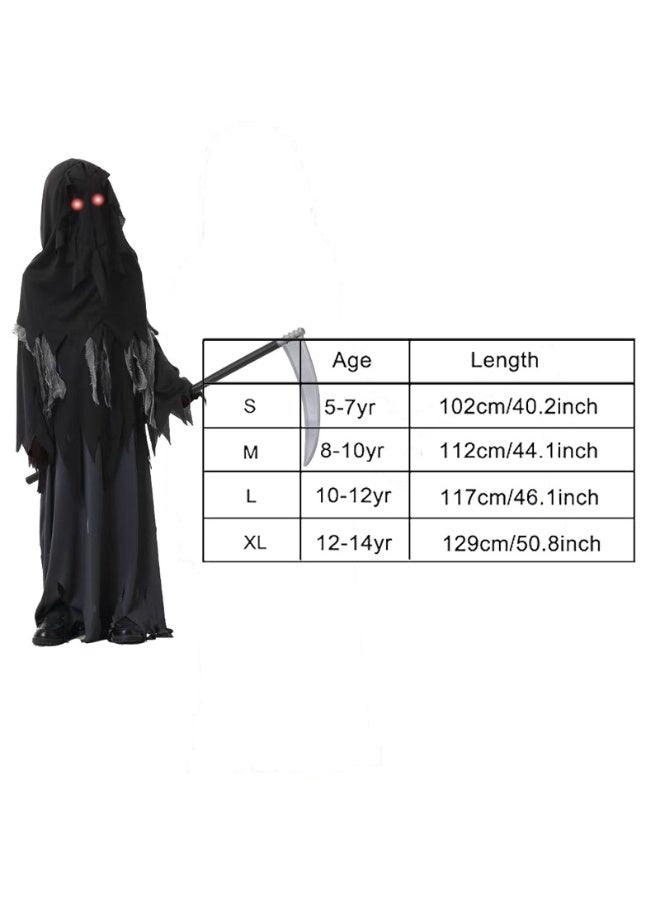 Home Smart Grim Reaper Costume Dress for Boys and Girls Halloween Fancy Dress for Stage Performance, Themed Party and Party Favor (Black,) - Image 2