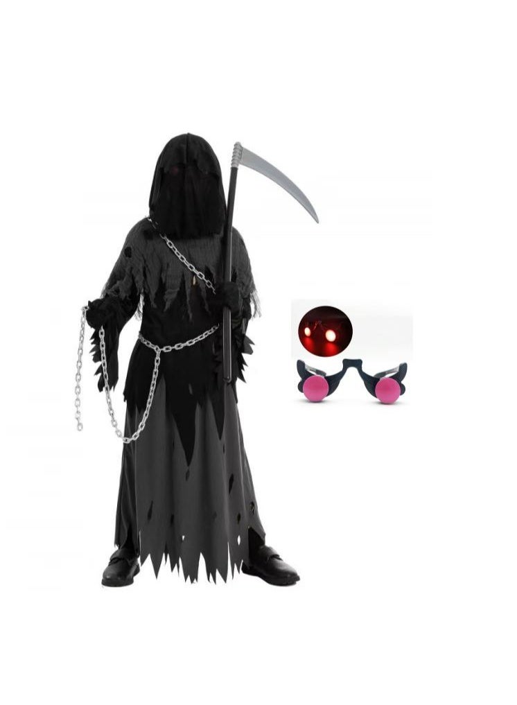 Home Smart Grim Reaper Costume Dress for Boys and Girls Halloween Fancy Dress for Stage Performance, Themed Party and Party Favor (Black,) - Image 3