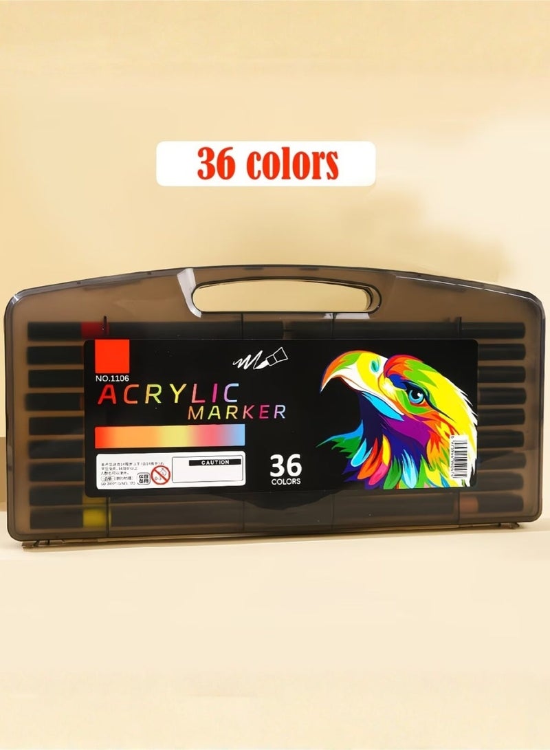 زيد بلاي أقلام تلوين أكريليك بـ 36 لونًا للأعمال اليدوية، أقلام طلاء احترافية للرسم على الصخور والسيراميك والزجاج والخشب والقماش، أقلام طلاء مائية زاهية لسجل القصاصات وهدايا عيد الميلاد - Image 2
