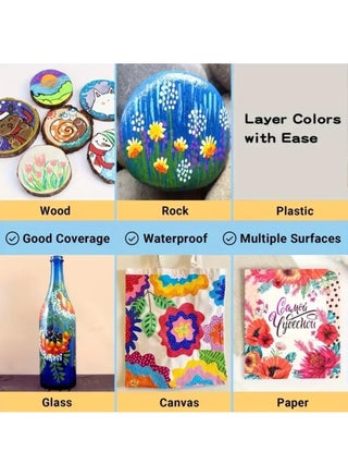 36 Colors Acrylic Markers for DIY Crafts Professional Paint Markers for Rock Painting, Ceramic, Glass, Wood & Fabric Vivid Water-Based Paint Pens for Scrapbooking & Christmas Gifts - view 5