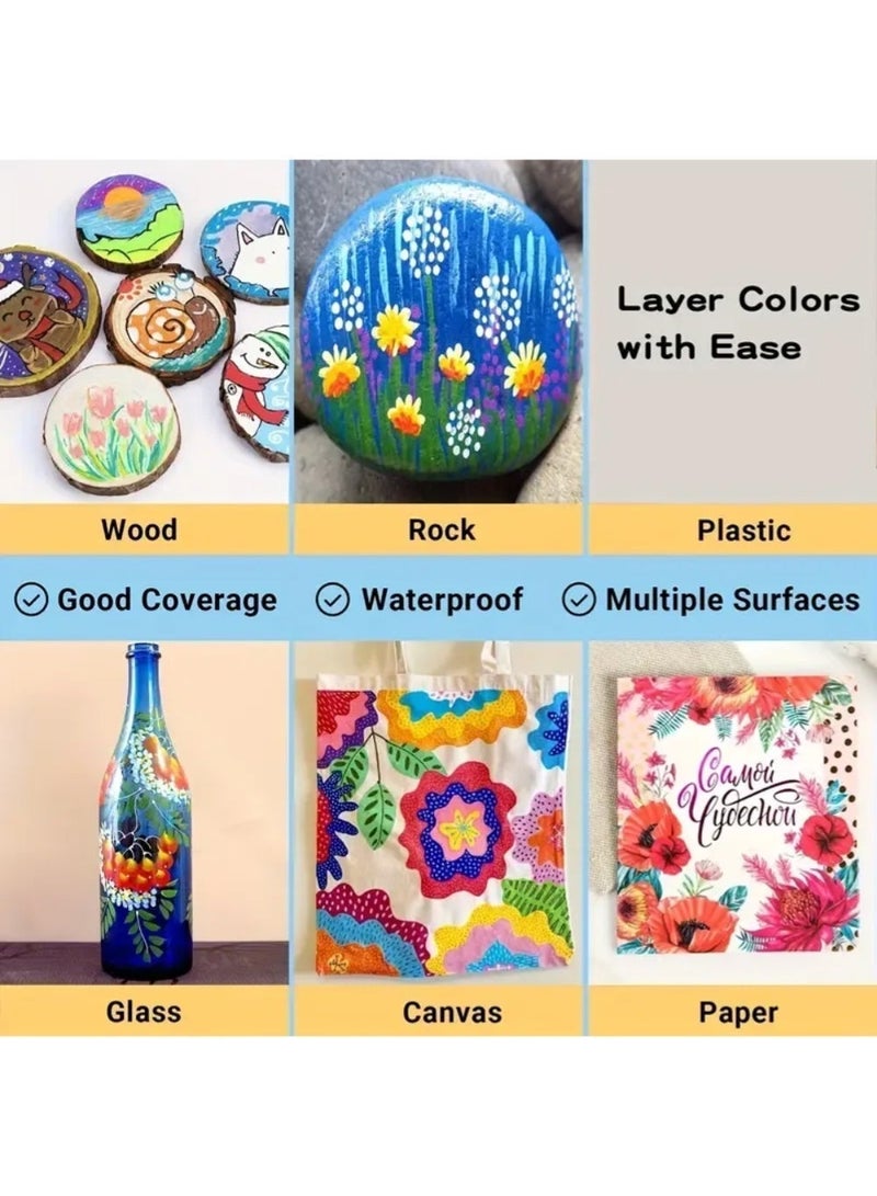 ZedPlay 36 Colors Acrylic Markers for DIY Crafts Professional Paint Markers for Rock Painting, Ceramic, Glass, Wood & Fabric Vivid Water-Based Paint Pens for Scrapbooking & Christmas Gifts - Image 5