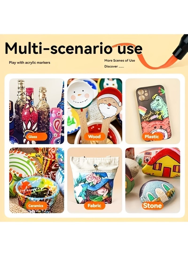 ZedPlay 36 Colors Acrylic Markers for DIY Crafts Professional Paint Markers for Rock Painting, Ceramic, Glass, Wood & Fabric Vivid Water-Based Paint Pens for Scrapbooking & Christmas Gifts - Image 3