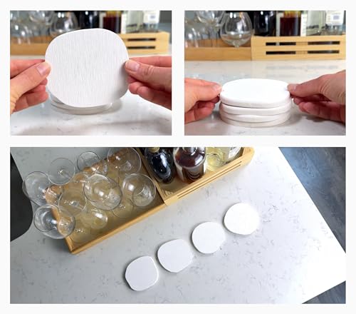 CALUVAR Stone Coasters Set of 4 White Sandstone, Water Absorbent Diatomaceous Earth Coasters for Drinks, Small Plant Coaster, Housewarming Gift, Modern White Bathroom Decor, Fast Absorbing Diatomite Coaster - Image 2