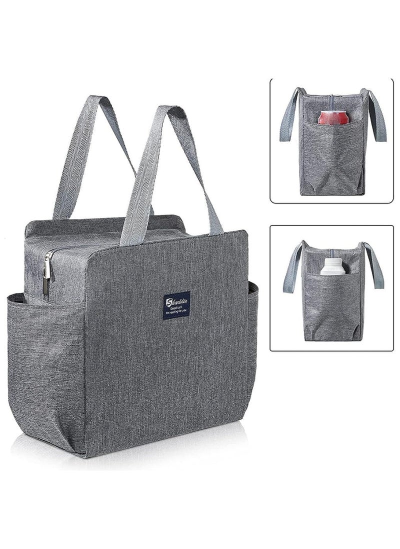 LIMITLESS Lunch Bag Tote Cooler Insulated Lunch Box for Women and Men Leakproof Reusable, Stylish Large Capacity Insulated Lunch Tote Reusable, Waterproof, and Perfect for Work or Picnics (Grey)  - Image 3