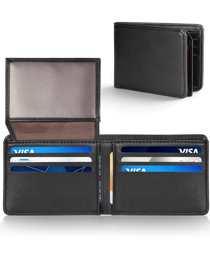 GNDR Wallet For Men Bifold Black RFID Blocking Slim Faux Leather Wallets Card Holder Front Pocket Minimalist Men Accessories With Gift Box - Image 1