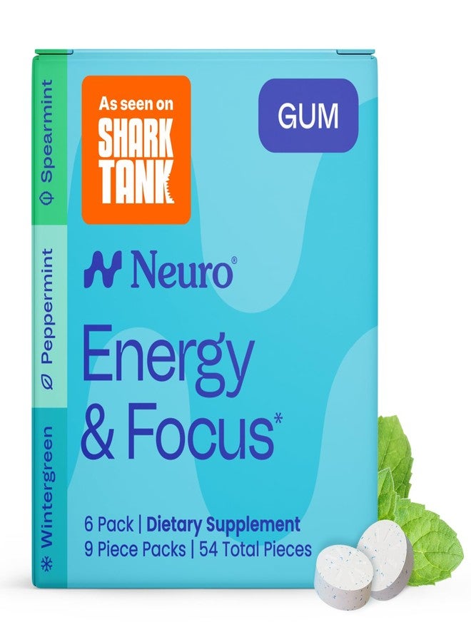 Neuro Variety Pack Gum - Energy & Focus Gum (Peppermint, Spearmint, Wintergreen) - Nootropic Supplement with Natural Caffeine + L-Theanine for Brain Health - Sugar Free, Vegan - 54 ct, 6 Pack - Image 1