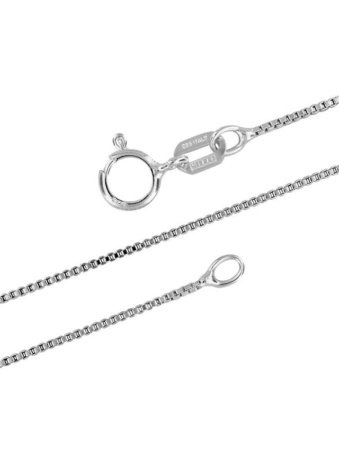 MIZZE Made for Luck 20" Length 0.7 Mm Italian Made Sterling Silver Box Chain With Spring Ring Clasp For Men & Women, Nickel Free And Includes Jewelry Care Kit - Image 1