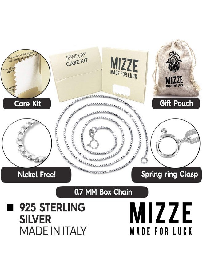 MIZZE Made for Luck 20" Length 0.7 Mm Italian Made Sterling Silver Box Chain With Spring Ring Clasp For Men & Women, Nickel Free And Includes Jewelry Care Kit - Image 3