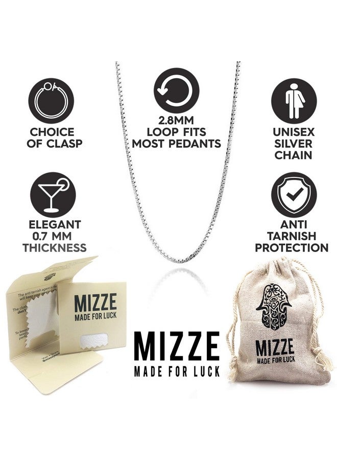 MIZZE Made for Luck 20" Length 0.7 Mm Italian Made Sterling Silver Box Chain With Spring Ring Clasp For Men & Women, Nickel Free And Includes Jewelry Care Kit - Image 2
