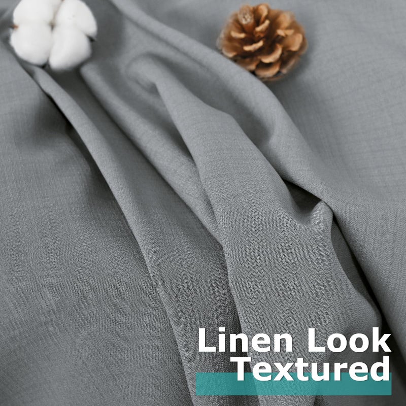 BGment Bress Linen Look Squi Squer Stertains لغرفة النوم 45 بوصة بطول رمادي الستائر Grommet تصفية ضوء الستائر خصوصية محكم عرضية لغرفة المعيشة 2 لوحات 52 × 45 بوصة - Image 2