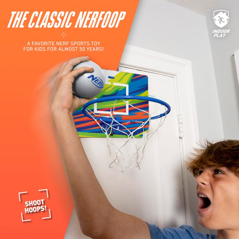 Nerf Mini Over The Door Basketball Hoop - Nerfoop Indoor Basketball Hoop for Kids - Toy Door Basketball Hoop + Mini Foam Basketball Game Set - Perfect for Bedroom Indoor Basketball - Blue - Image 4