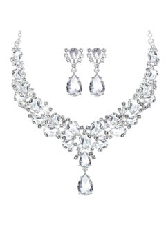 Bridal Teardrop Cluster Crystal Jewelry Set For Women Necklace Earrings Wedding (Silver) - pzsku/Z2D938FF2F8ACF32510F0Z/45/_/1735214535/3a8bca53-35df-4fa6-926e-5bba58cc042d