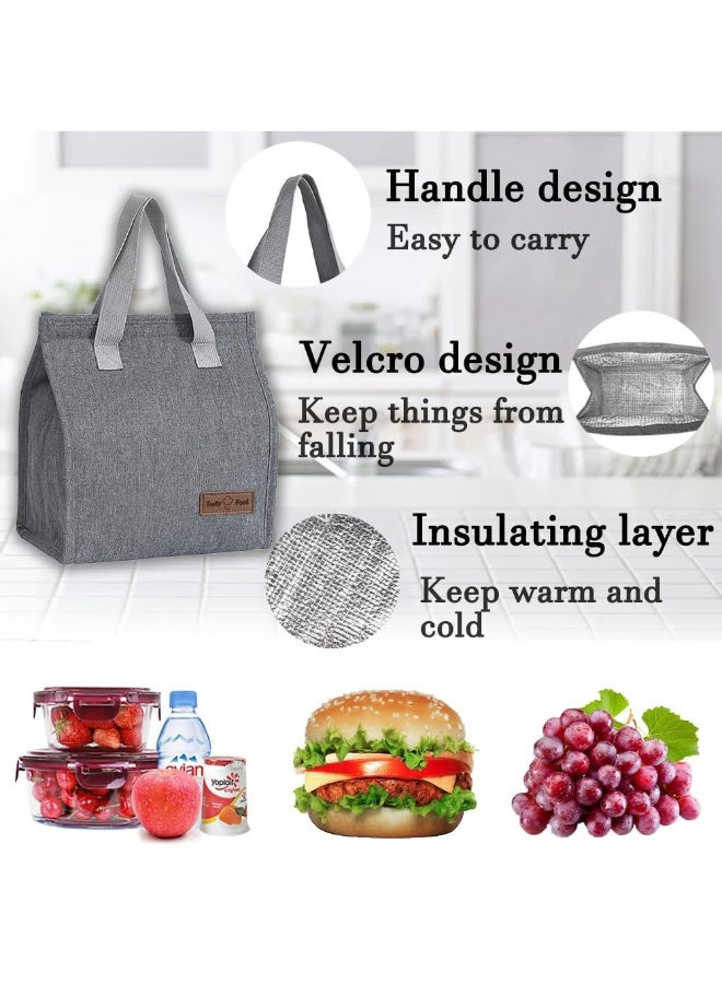 CMGTYYD. حقيبة غداء محمولة، حقيبة غداء مانعة للتسرب، حقيبة تبريد حرارية، حاوية غداء مقاومة للماء، منظم غداء للعمل والمدرسة والسفر والنزهات للأطفال والبنات والأولاد والنساء والرجال (رمادي) - Image 5