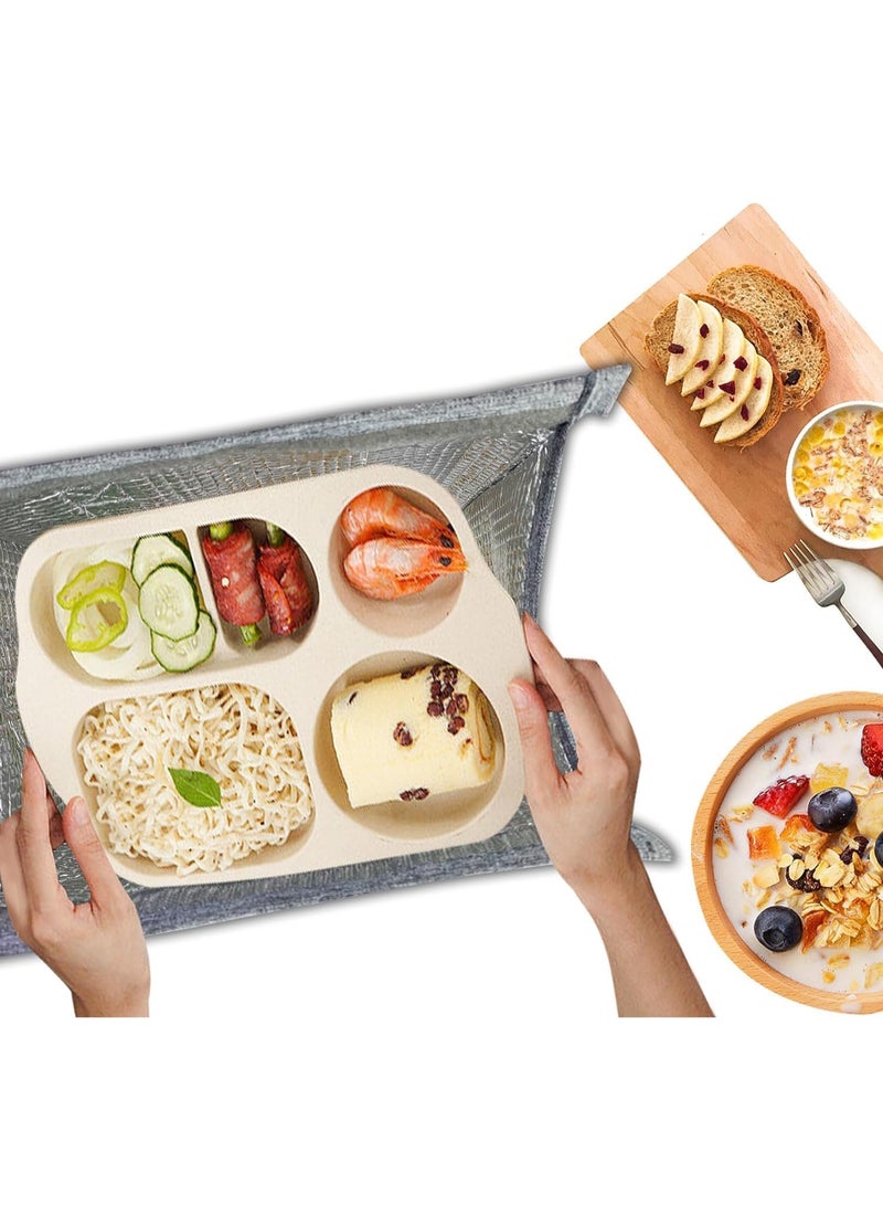 CMGTYYD. حقيبة غداء محمولة، حقيبة غداء مانعة للتسرب، حقيبة تبريد حرارية، حاوية غداء مقاومة للماء، منظم غداء للعمل والمدرسة والسفر والنزهات للأطفال والبنات والأولاد والنساء والرجال (رمادي) - Image 3