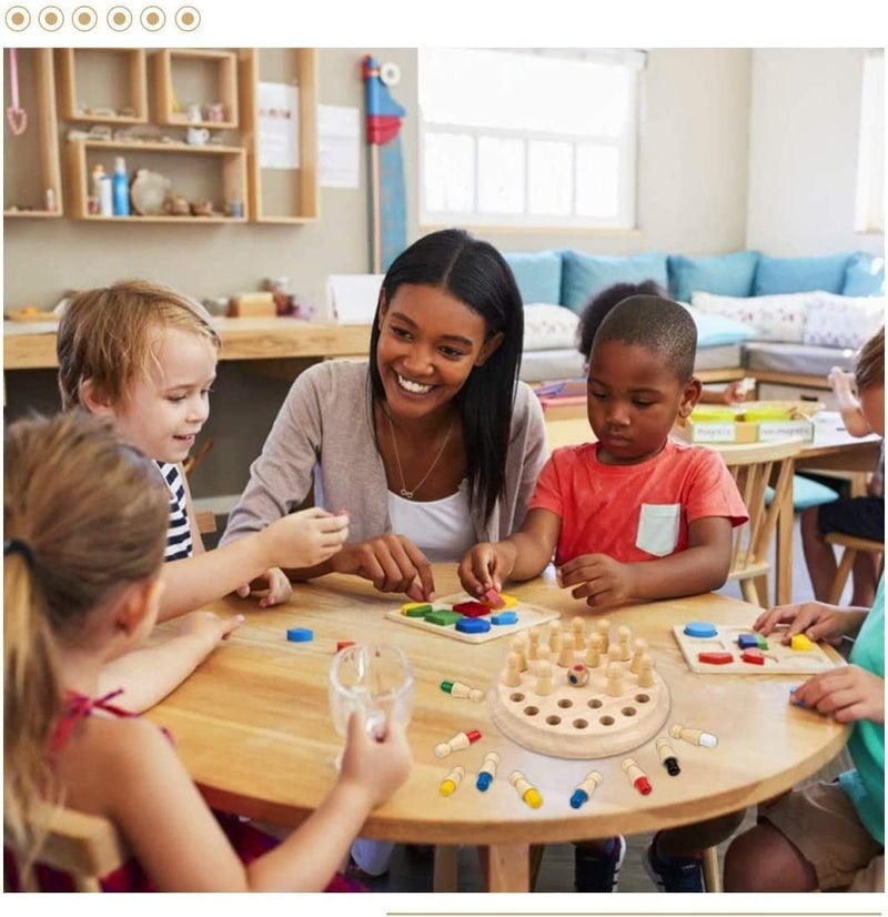 PLUSPOINT Memory Chess Game Color Memory Plastic Chess Block Board Colour Memorise Match Stick Chess Parent-Child Interaction Toy, Brain Teaser for Age 3 and Up and Kitty Party Games - Image 4