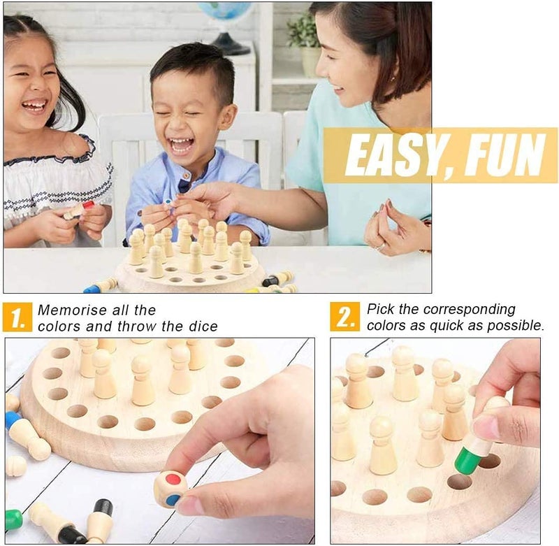 PLUSPOINT Memory Chess Game Color Memory Plastic Chess Block Board Colour Memorise Match Stick Chess Parent-Child Interaction Toy, Brain Teaser for Age 3 and Up and Kitty Party Games - Image 5