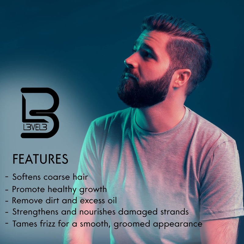 L3 Level 3 Beard Shampoo - Cleanse and Nourish your Facial Hair - Softens and Tames Frizzy Beards - Image 2