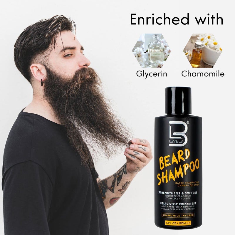 L3 Level 3 Beard Shampoo - Cleanse and Nourish your Facial Hair - Softens and Tames Frizzy Beards - Image 4