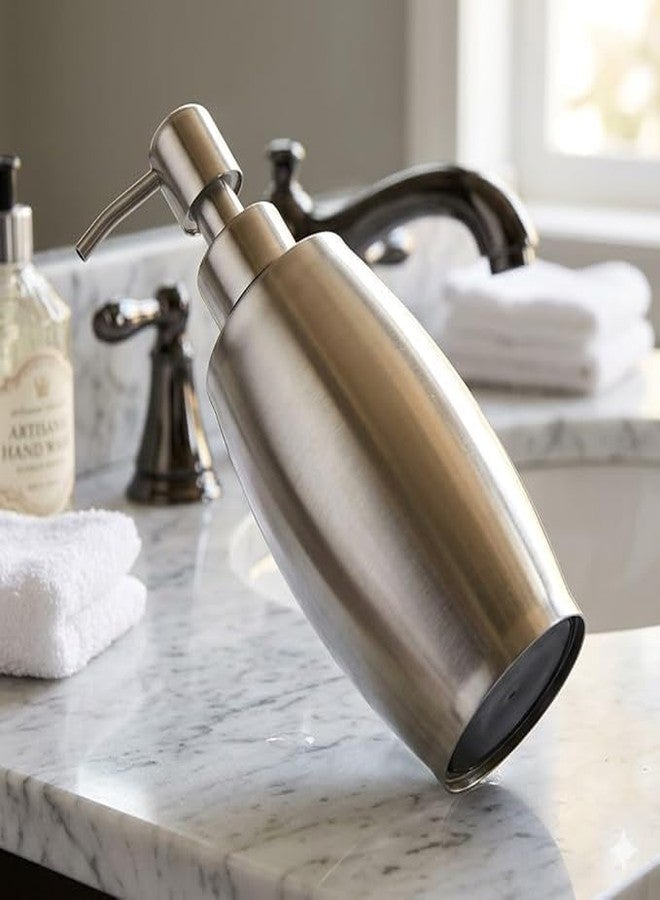 Portible Premium Stainless Steel Soap Dispenser 350ml with Refillable Pump Bottle | Rust Resistant Liquid Handwash Dispenser for Restaurant, Hotel Room, Bathroom & Commercial Use - Image 4