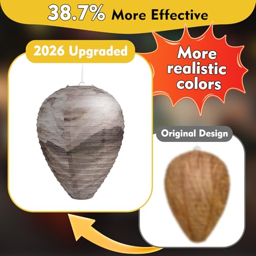 KALKAL [2026 Upgraded] 4 Pcs Wasp Nest Decoy, More Realistic Outdoor Hanging Fake Wasp Nest for Patio Garden Yard Eaves Home - Image 3