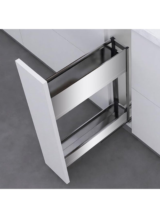 eurocliq Stainless Steel Seasoning Basket with Soft Close Slide, Pull Out Cabinet Organiser Sliding Shelf for Kitchen Spice Storage Rack  - Image 3