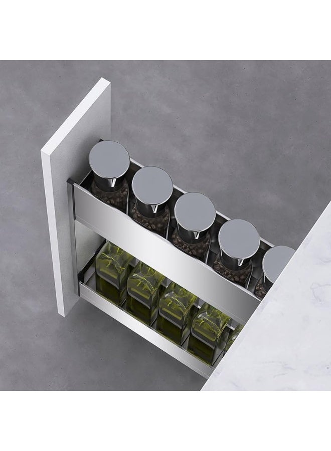 eurocliq Stainless Steel Seasoning Basket with Soft Close Slide, Pull Out Cabinet Organiser Sliding Shelf for Kitchen Spice Storage Rack  - Image 5