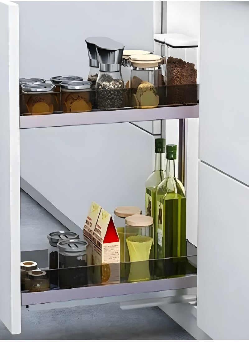 eurocliq EuroCliq Pull out Cabinet Organizer, Sliding Shelf for Kitchen Cabinet, Spice Storage Rack Stainless Steel Seasoning Basket With Soft Close Mechanism  - Image 5
