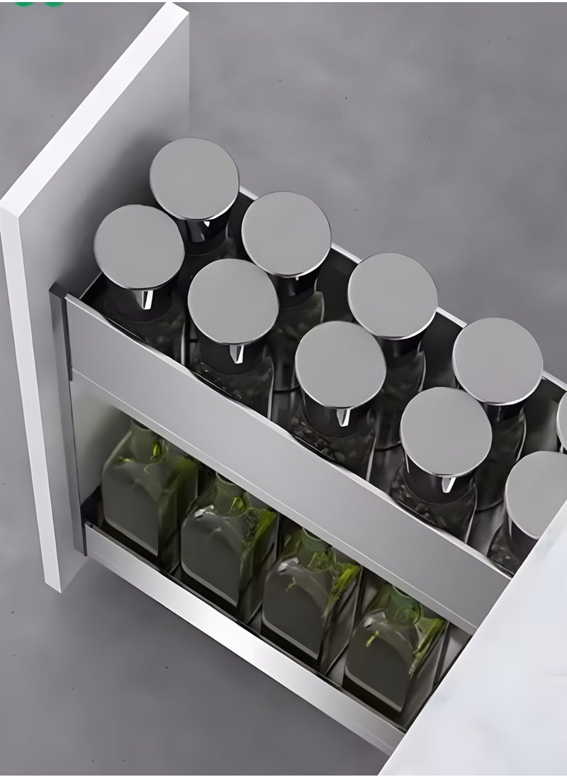 eurocliq EuroCliq Pull out Cabinet Organizer, Sliding Shelf for Kitchen Cabinet, Spice Storage Rack Stainless Steel Seasoning Basket With Soft Close Mechanism  - Image 4