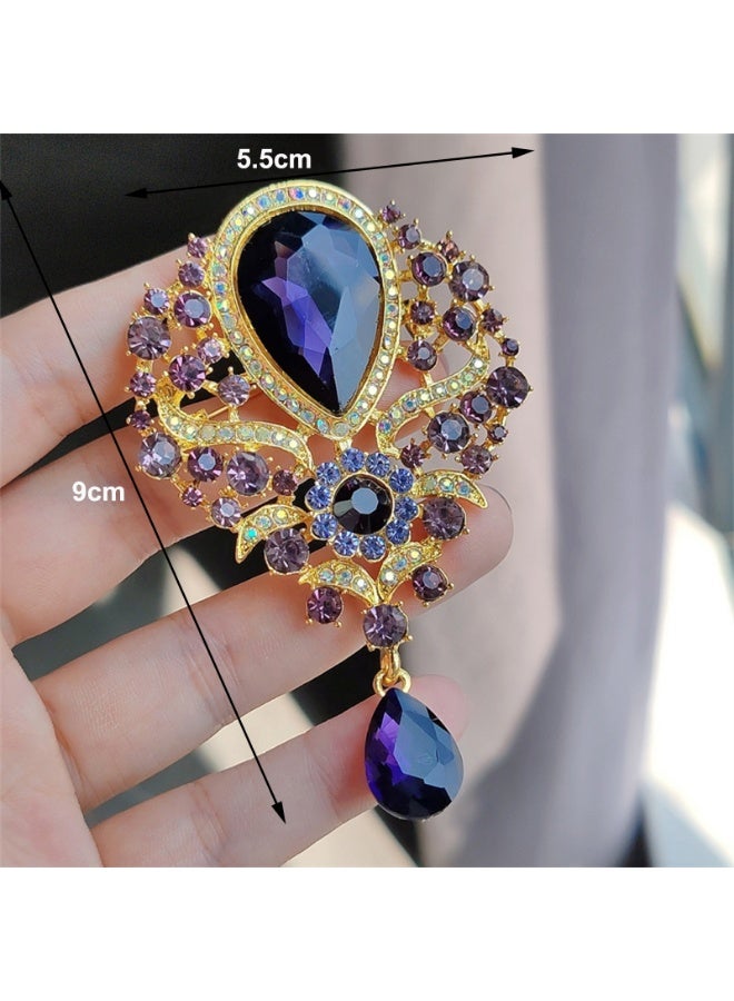 بروش من الكريستال، إكسسوارات ملابس نسائية، متخصص، دبوس راقٍ، دبوس مبالغ فيه، زهرة الصدر - Image 3