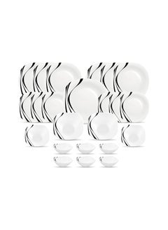 La Opala La Opala Diva, Quadra Collection, Opal Glass Dinner Set 23 pcs, Midnight Black, White, Standard  - Image 1