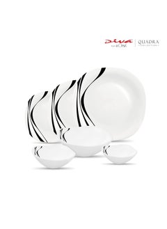 La Opala La Opala Diva, Quadra Collection, Opal Glass Dinner Set 23 pcs, Midnight Black, White, Standard  - Image 2