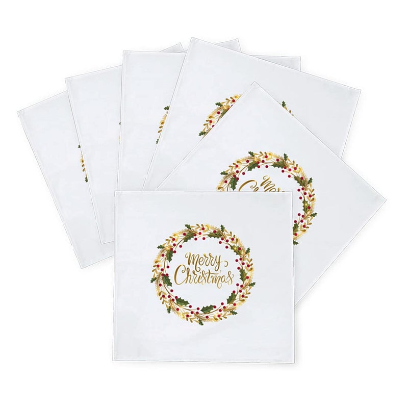 Khakee 6 Pcs Christmas Theme Silk Table Napkins 10x 10 for Xmas Decoration Christmas OrnamentsChristmas Giftxmas21644 - Image 2