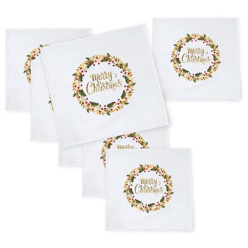 Khakee 6 Pcs Christmas Theme Silk Table Napkins 10x 10 for Xmas Decoration Christmas OrnamentsChristmas Giftxmas21644 - Image 1