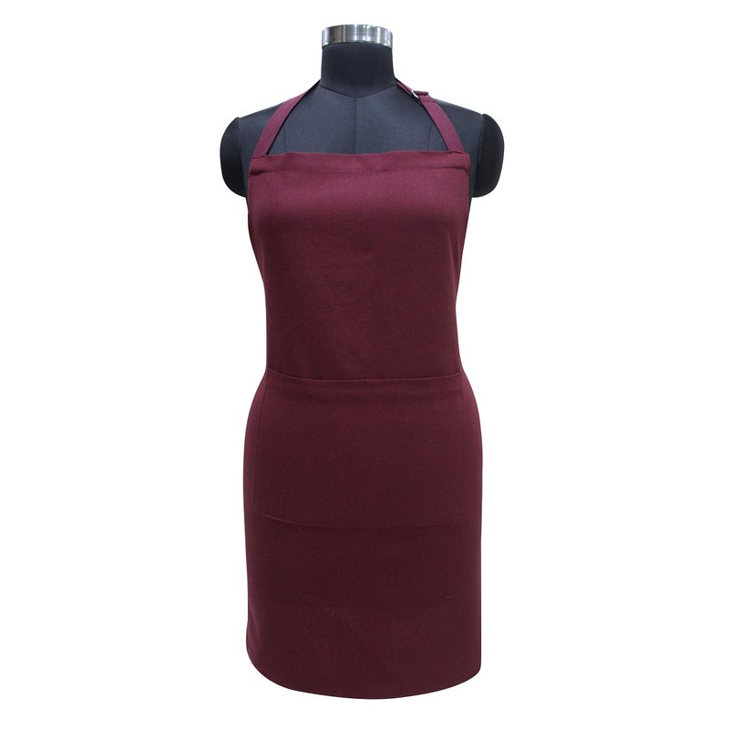 AIRWILL 100% Cotton Premium Quality Solid Pattern Free Sized Apron (Maroon, Pack of 1) - Image 5