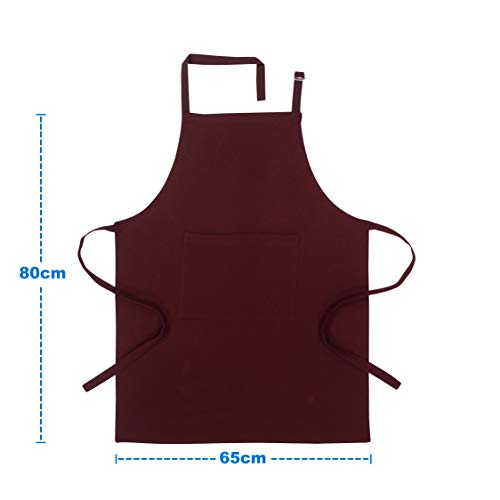 AIRWILL 100% Cotton Premium Quality Solid Pattern Free Sized Apron (Maroon, Pack of 1) - Image 2