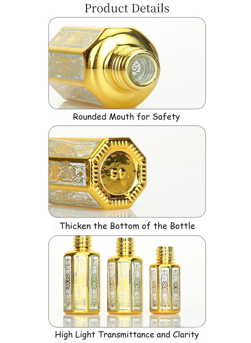 3Pcs 6/10/12ml Glass Perfume Roller Bottles with 4 Dispensing Tools,Roll On Bottles Essential Oil Bottles Vintage Empty Sample Vials Containers for Cosmetic Liquid - Image 3